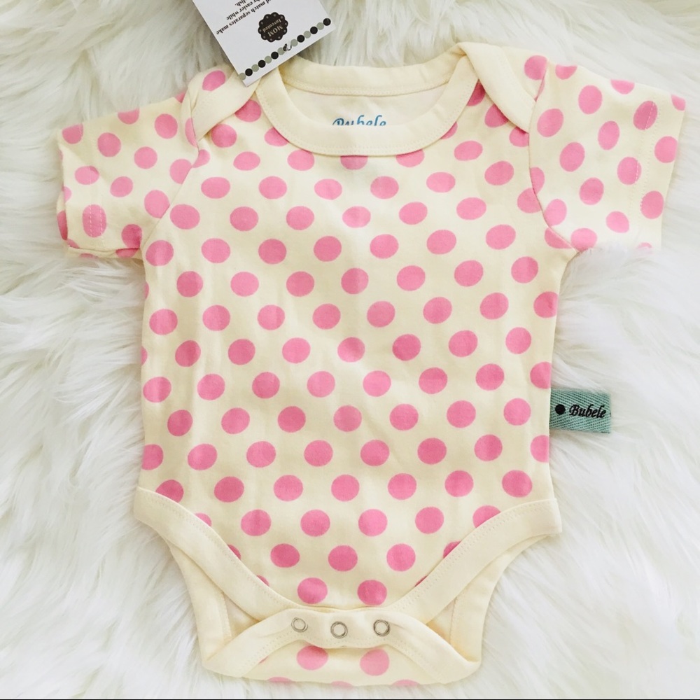 Bubele Baby Pink Cream Polka Dot Onesie 3-6M